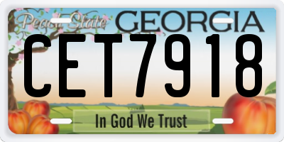GA license plate CET7918