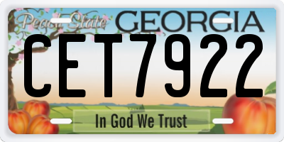 GA license plate CET7922
