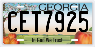 GA license plate CET7925