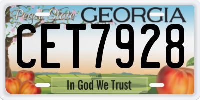 GA license plate CET7928