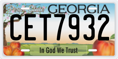 GA license plate CET7932