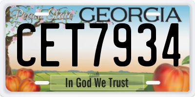 GA license plate CET7934