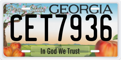 GA license plate CET7936