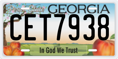 GA license plate CET7938