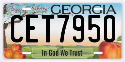 GA license plate CET7950