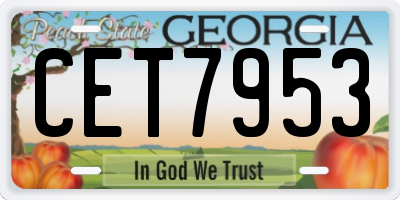 GA license plate CET7953