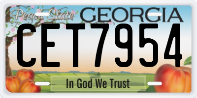 GA license plate CET7954