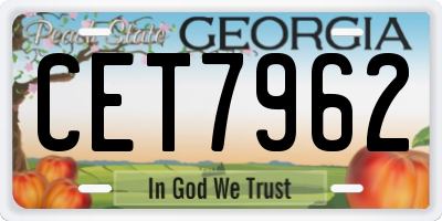 GA license plate CET7962