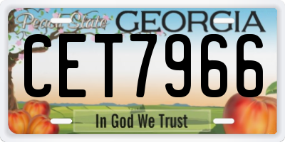 GA license plate CET7966