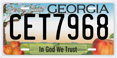 GA license plate CET7968