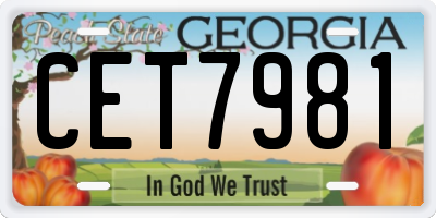 GA license plate CET7981