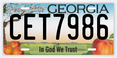 GA license plate CET7986