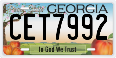 GA license plate CET7992