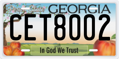 GA license plate CET8002