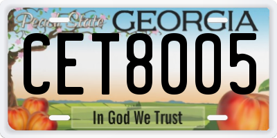 GA license plate CET8005