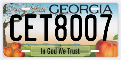 GA license plate CET8007