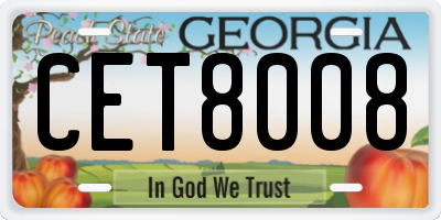 GA license plate CET8008