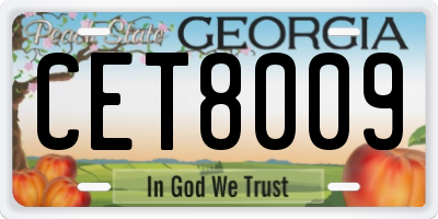 GA license plate CET8009