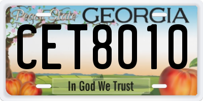 GA license plate CET8010