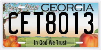 GA license plate CET8013