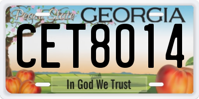 GA license plate CET8014