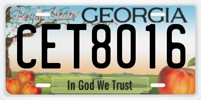 GA license plate CET8016