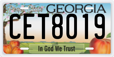 GA license plate CET8019