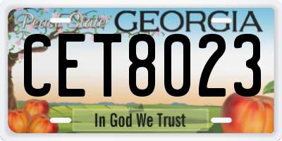 GA license plate CET8023