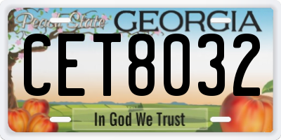 GA license plate CET8032