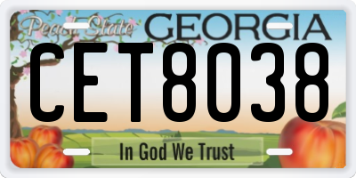 GA license plate CET8038