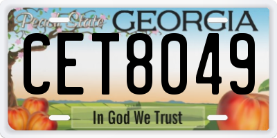 GA license plate CET8049