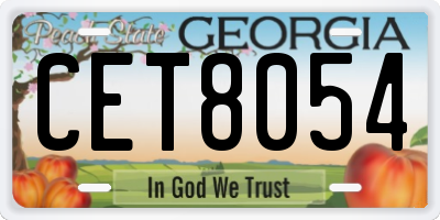 GA license plate CET8054
