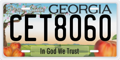 GA license plate CET8060