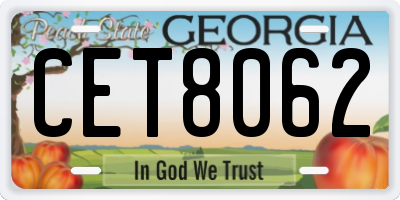 GA license plate CET8062