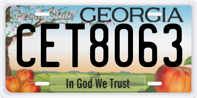GA license plate CET8063