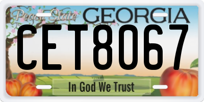 GA license plate CET8067