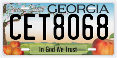 GA license plate CET8068