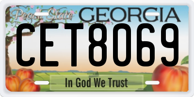 GA license plate CET8069