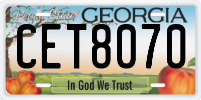 GA license plate CET8070