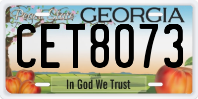 GA license plate CET8073