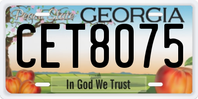 GA license plate CET8075