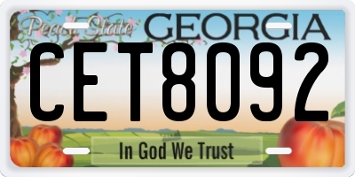 GA license plate CET8092