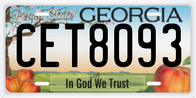 GA license plate CET8093