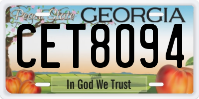 GA license plate CET8094
