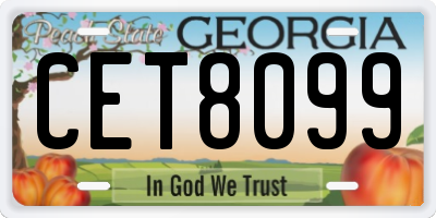 GA license plate CET8099