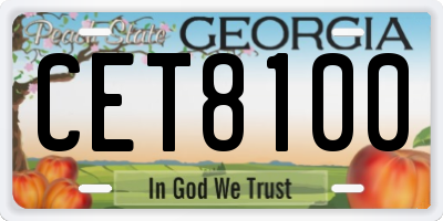 GA license plate CET8100