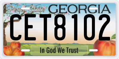 GA license plate CET8102