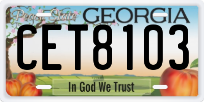 GA license plate CET8103