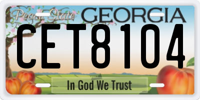 GA license plate CET8104
