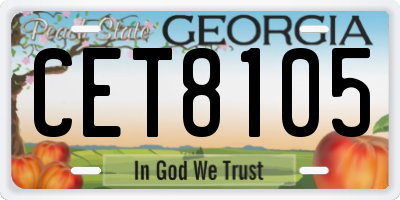 GA license plate CET8105
